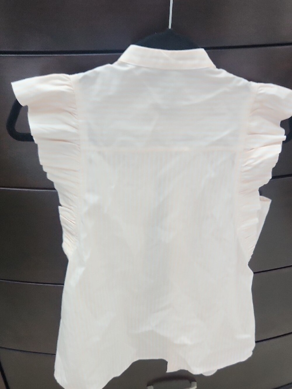 Express Light Pink Ruffle Cap Sleeve Button-Front Blouse - Picture 3 of 3